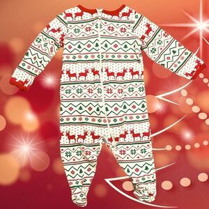 HOLIDAY Time Size 6-9M Baby Unisex Christmas Footie Jumpsuit